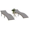 vidaXL Sun Lounger Set of 2 Beige frame with light grey cushions