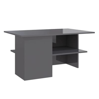vidaXL Coffee Table High Gloss Gray 35.4"x23.6"x18.3" Engineered Wood