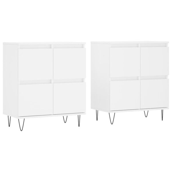 vidaXL Sideboard Set of 2 White Engineered wood Medium Sideboard