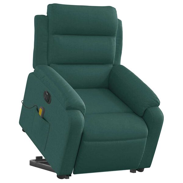 vidaXL Electric Stand up Massage Recliner Chair Dark Green Fabric