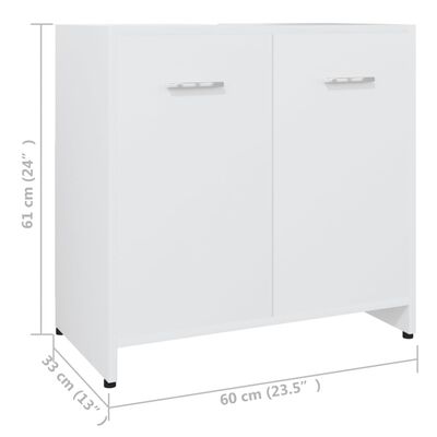 vidaXL Bathroom Cabinet White 23.6"x13"x24" Engineered Wood