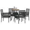 vidaXL Garden Dining Set 5 pcs Black Poly rattan