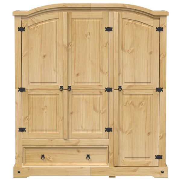 vidaXL Wardrobe Honey Pine Solid Pine Wood, Engineered Wood, Metal Medium