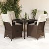 vidaXL 5 Piece Patio Dining Set with Cushions Brown Poly Rattan