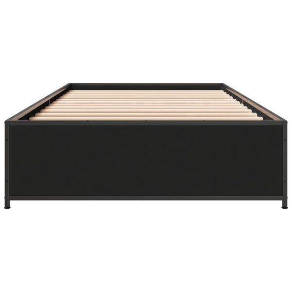 vidaXL Bed Frame Black Engineered Wood, Metal Small Single Durable