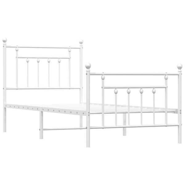 vidaXL Bed Frame White Powder-coated steel Twin Durable Bed Frame