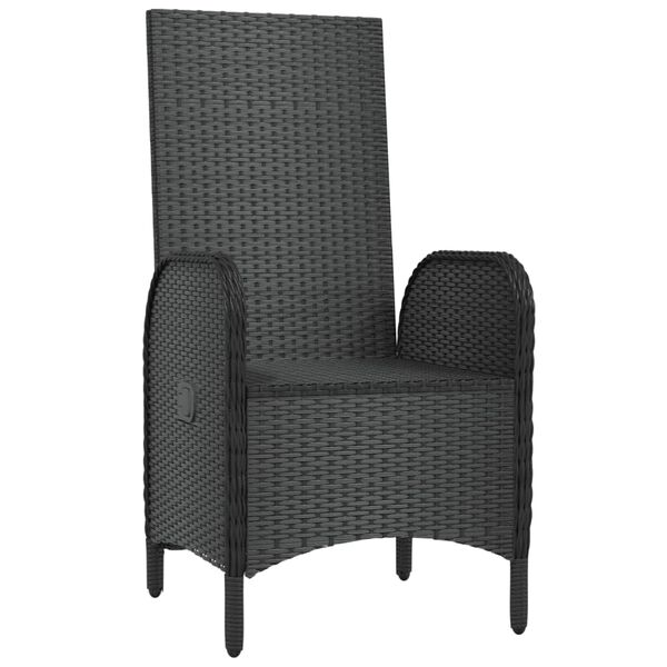vidaXL Outdoor Chair Black Poly rattan, steel Standard Removable Covers
