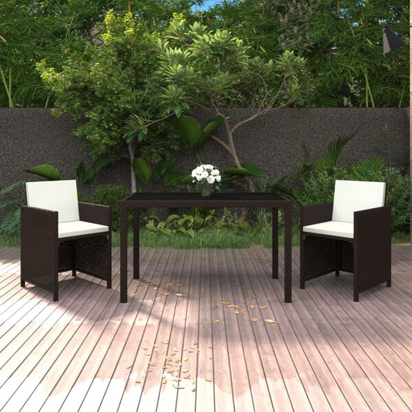 vidaXL Garden Dining Set Brown and Cream White