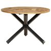vidaXL Dining Table Rough Mango Wood, Black Metal Solid Mango Wood, Metal