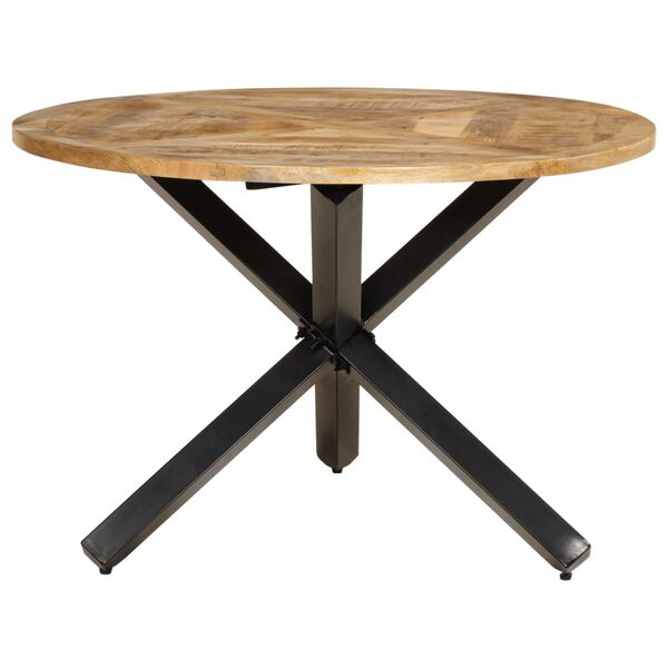 vidaXL Dining Table Rough Mango Wood, Black Metal Solid Mango Wood, Metal