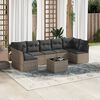 vidaXL Garden Sofa Set Grey PE Rattan Large Adjustable Feet