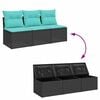 vidaXL Garden Sofa with Cushion 7 pcs Black and turquoise Poly rattan
