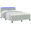 vidaXL LED Box Spring Bed Light Grey 62.99 x 78.74 in Velvet