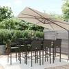 vidaXL Garden Bar Set Black Poly Rattan, Powder-Coated Steel, Tempered Glass