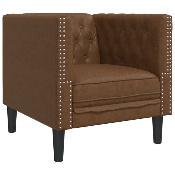 vidaXL Chesterfield Sofa Chair Brown Faux suede leather (100% polyester)