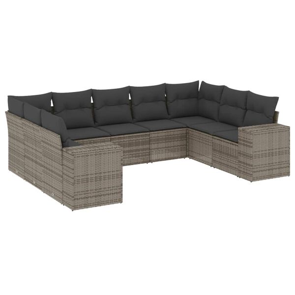 vidaXL Garden Sofa Set Grey PE Rattan Large Modular Garden Sofa Set