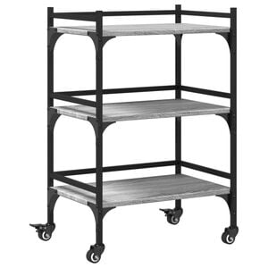vidaXL Kitchen Trolley Gray Sonoma 19.7"x13.8"x29.7" Engineered Wood