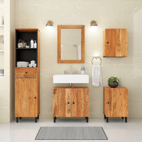 vidaXL Bathroom Wall Cabinet Natural Solid acacia wood Medium