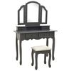 vidaXL Dressing Table Set with Stool Grey 39.4x15.7x57.5" Paulownia Wood