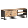 vidaXL TV Cabinet Natural wood, Grey Solid acacia wood, Steel 47.2 in wide