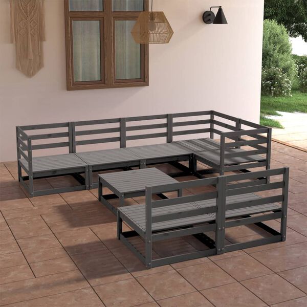 vidaXL Garden Lounge Set Grey Solid pinewood Standard Modular