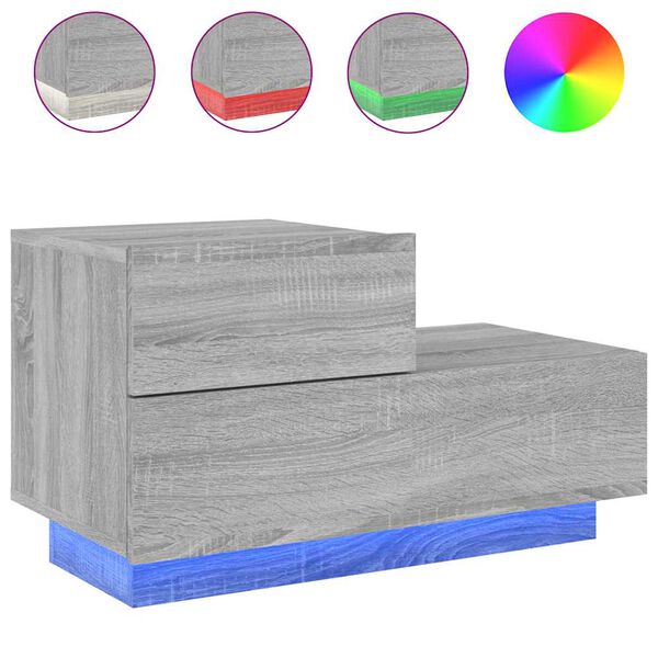 vidaXL Bedside Cabinet Grey Sonoma Engineered Wood Medium Storage