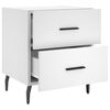 vidaXL Bedside Cabinet Set of 2 White Engineered wood, iron, aluminum