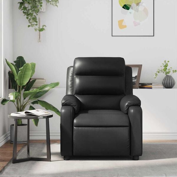 vidaXL Massage Recliner Chair Black Faux leather, metal, plywood Single
