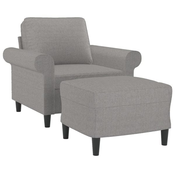 vidaXL Sofa Chair With Footstool Light Grey