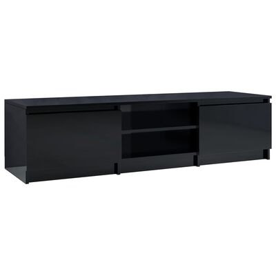 vidaXL TV Stand High Gloss Black 55.1"x15.7"x14" Engineered Wood