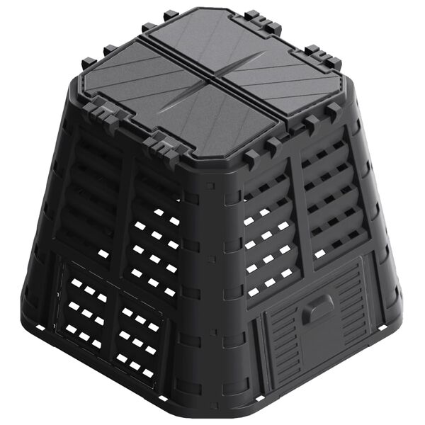 vidaXL Compost Bin Black Plastic Large Durable Compost Bin Square