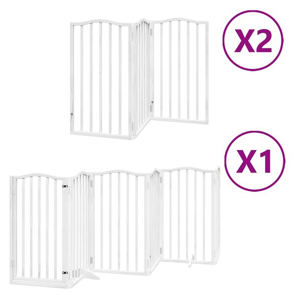 vidaXL Dog Gate Set of 12 White Poplar wood 236.2 in, 12 panels