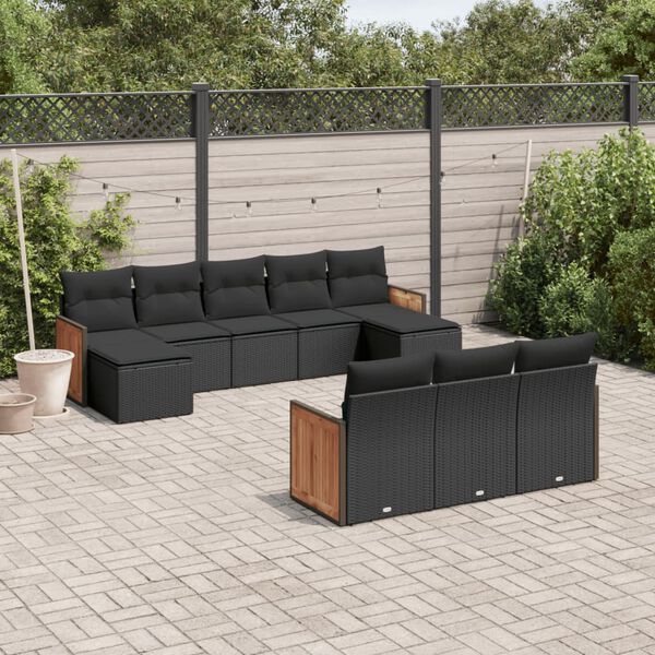 vidaXL Garden Sofa Set Black