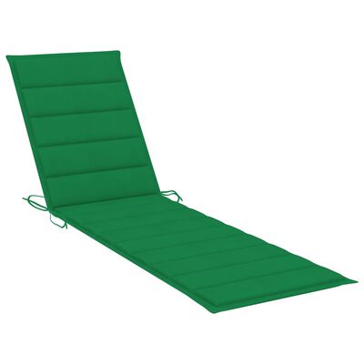vidaXL Sun Loungers 2 pcs with Green Cushion Solid Teak Wood