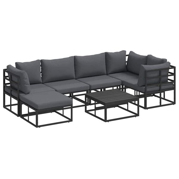 vidaXL Garden Sofa Set with Cushion Black Aluminium