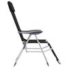 vidaXL Folding Camping Chairs 2 pcs with Footrest Black Aluminum