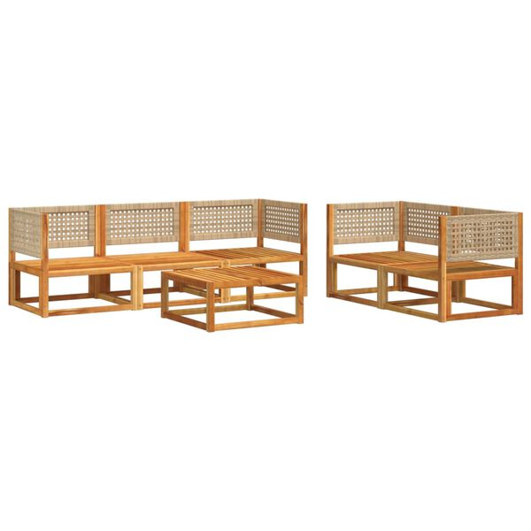 vidaXL Garden Sofa Set Beige Solid acacia wood