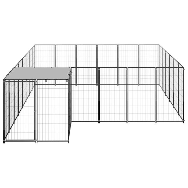 vidaXL Dog Kennel Black Powder-Coated Steel 130.0 ft² Durable