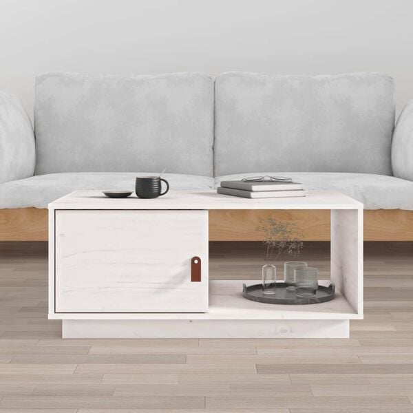 vidaXL Coffee Table White Solid Pine Wood Medium Coffee Table