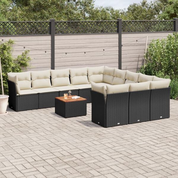 vidaXL Garden Sofa Set Black PE Rattan Large Modular Garden Sofa Set