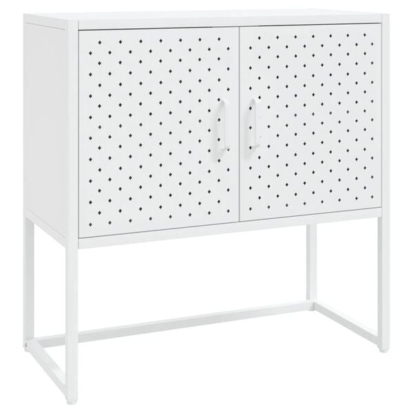 vidaXL Sideboard White Steel Medium Levelers Sideboard Rectangular