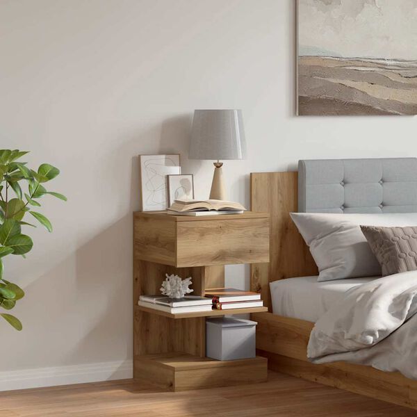 vidaXL Bedside Cabinet Artisan Oak Engineered Wood Standard