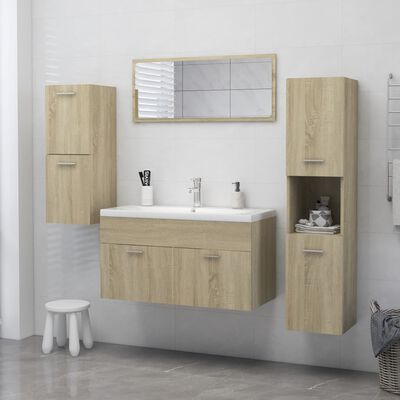 vidaXL Bathroom Cabinet Sonoma Oak 11.8"x11.8"x51.2" Engineered Wood