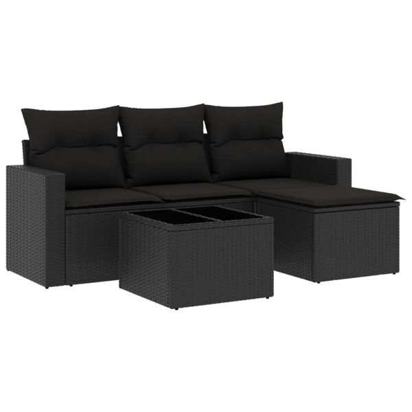 vidaXL Garden Sofa Set Black