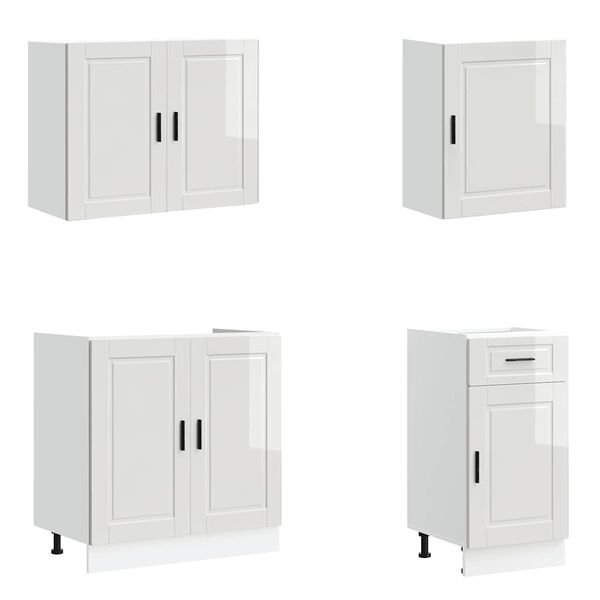 vidaXL Kitchen Cabinet Set High gloss white Engineered wood Standard