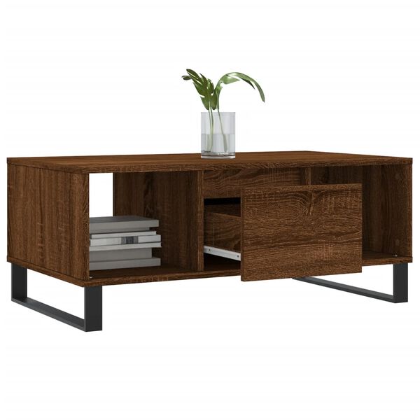 vidaXL Coffee Table Brown Oak Engineered Wood, Metal Medium Coffee Table