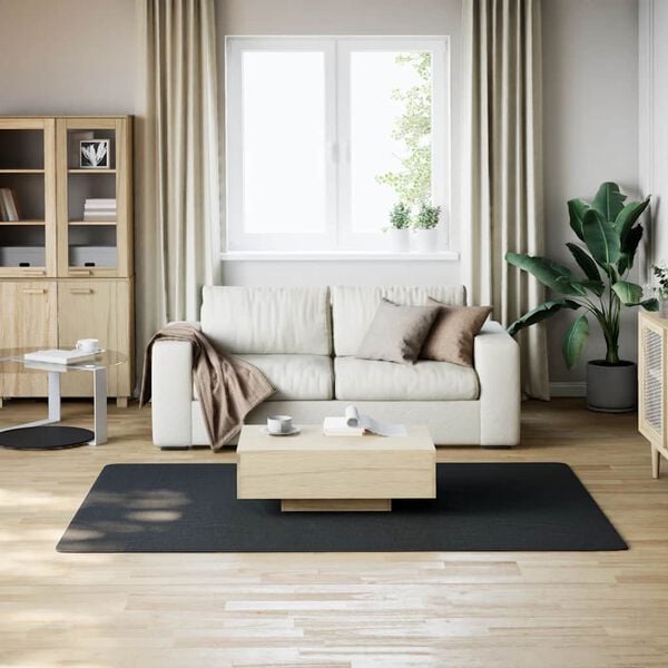 vidaXL Rug Black 100% Polyester 63 x 90 in Foldable Area Rug