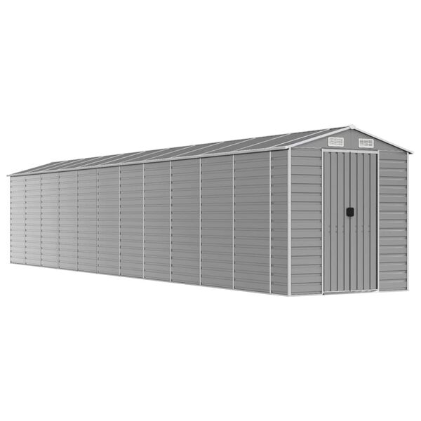 vidaXL Garden Shed Light Grey Galvanized Steel Large Garden Shed