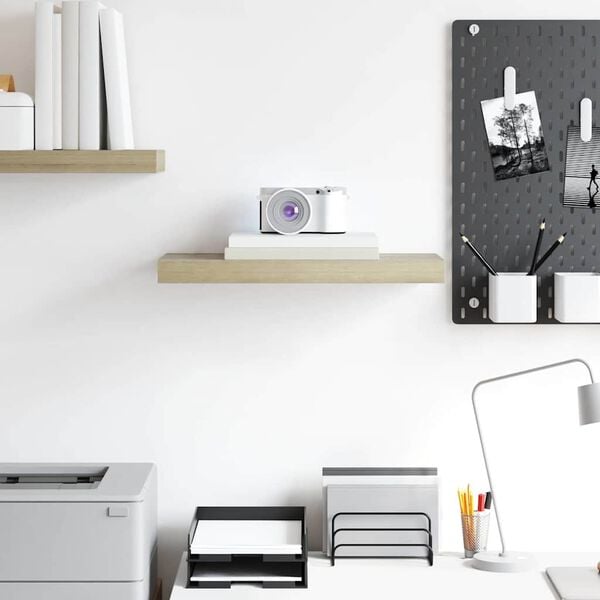 vidaXL Wall Shelf Oak Honeycomb MDF 19.7 in x 9.1 in x 1.5 in