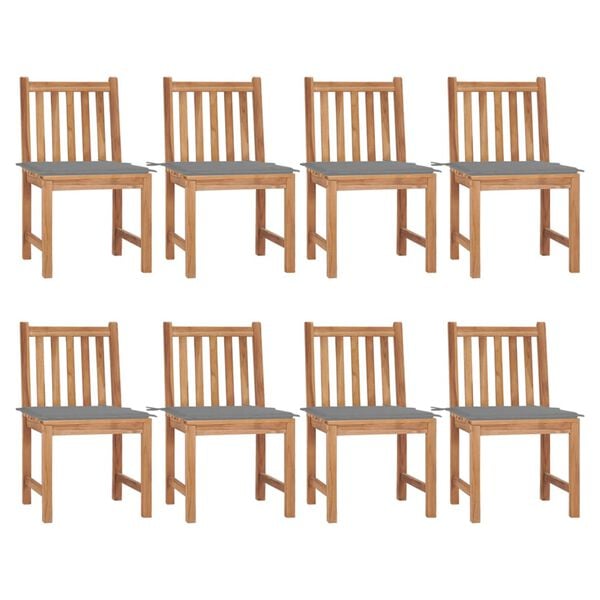 vidaXL Garden Chair Set of 8 Natural teak Fine sanded teak hardwood